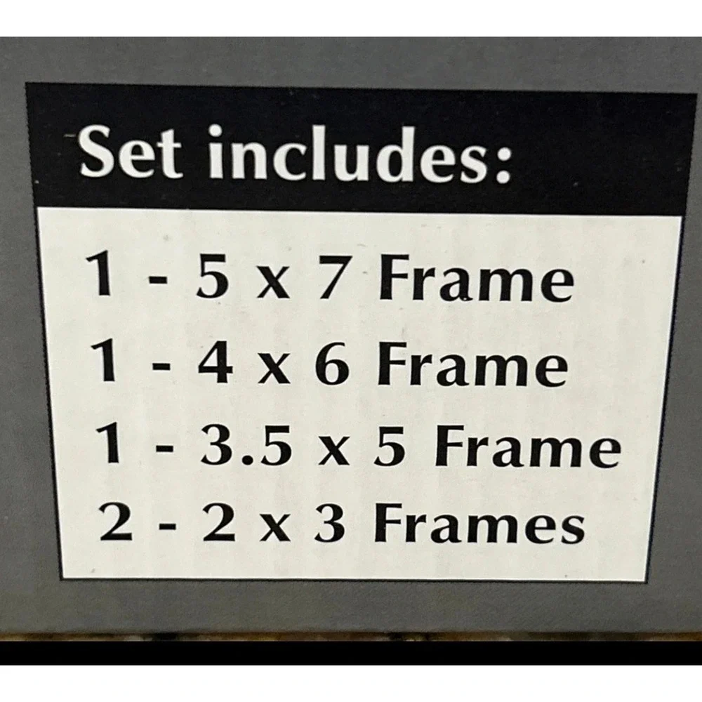 Carr 5 Piece Pewter Metal Photo Frame Set Silver New Distressed Box